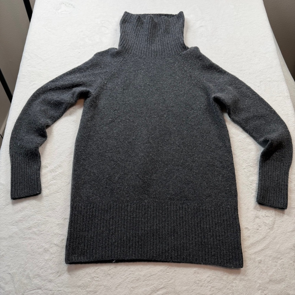 Goodthreads Turtleneck Sweater Womens XS Charcoal Grey Good Wool Blend Raglan